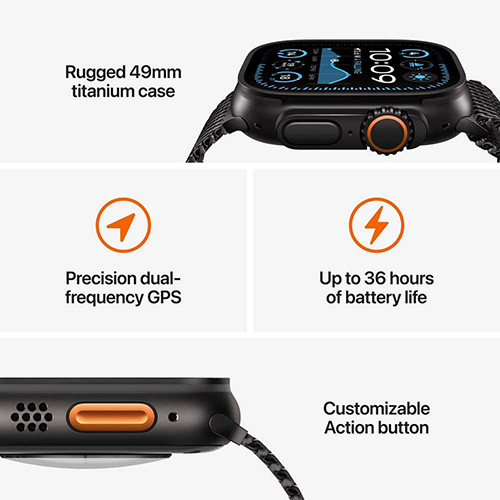 Apple Watch Ultra 2 GPS + Cellular 49mm Black Titanium Case with Black Ocean Band - Image 4