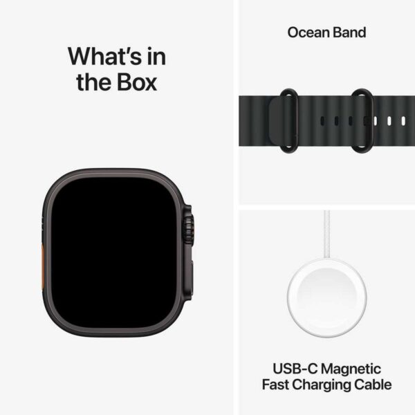 Apple Watch Ultra 2 GPS + Cellular 49mm Black Titanium Case with Black Ocean Band - Image 8