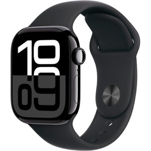 Apple Watch Series 10 (GPS) 46mm Aluminum Case with Black Sport Band - Jet Black