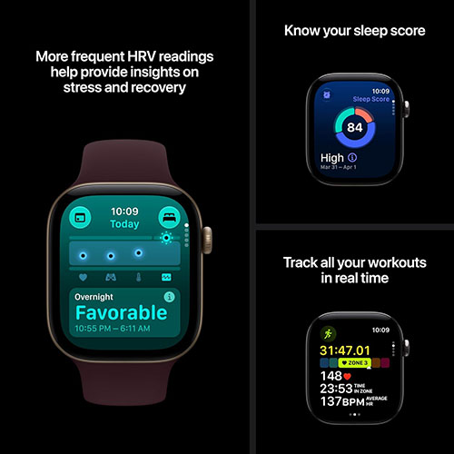 Apple Watch Series 12 GPS, 42mm Light Gold Aluminum Case with Sand Sport Band – S/M