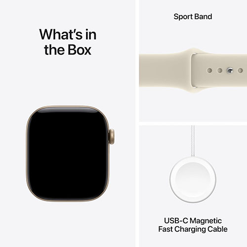 Apple Watch Series 12 GPS, 42mm Light Gold Aluminum Case with Sand Sport Band – S/M